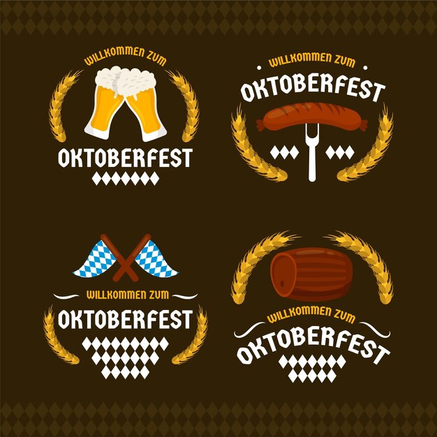 Vettore gratuito collezione di etichette dell'oktoberfest