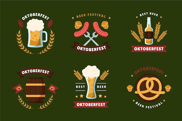 Free vector oktoberfest labels collection
