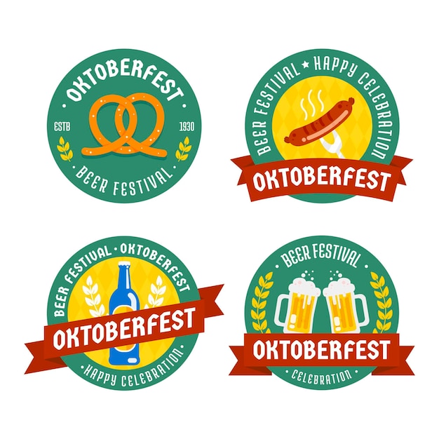 Free vector oktoberfest labels collection