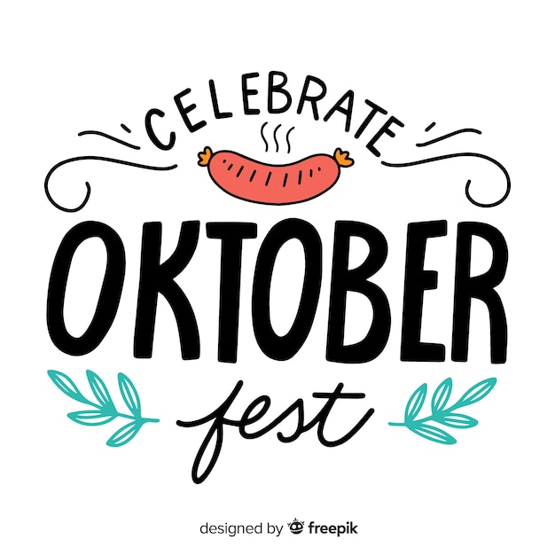 Oktoberfest lettering background with elements
