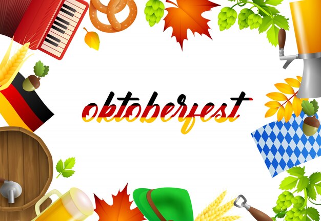 Oktoberfest lettering and party elements
