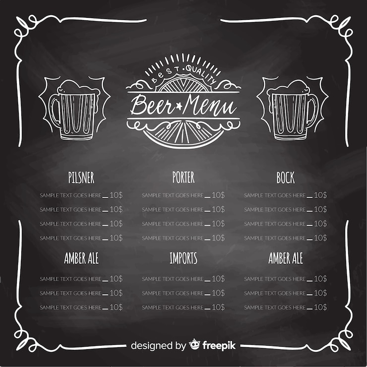 Free Vector oktoberfest menu template with blackboard style