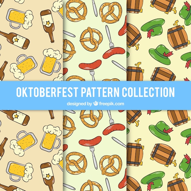 Free vector oktoberfest, pattern collection