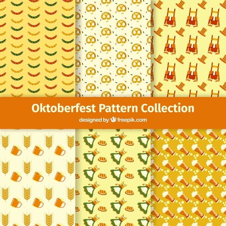 Free Vector oktoberfest pattern collection