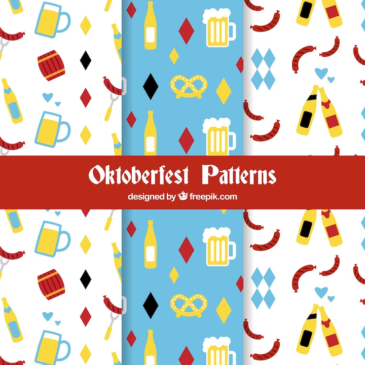 Free Vector oktoberfest patterns with flat design