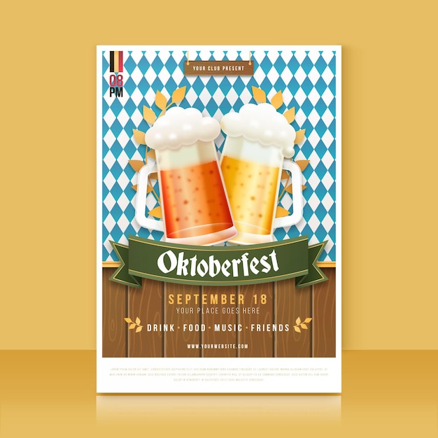 Free vector oktoberfest poster in flat design