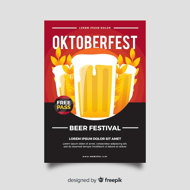 Oktoberfest poster template flat style