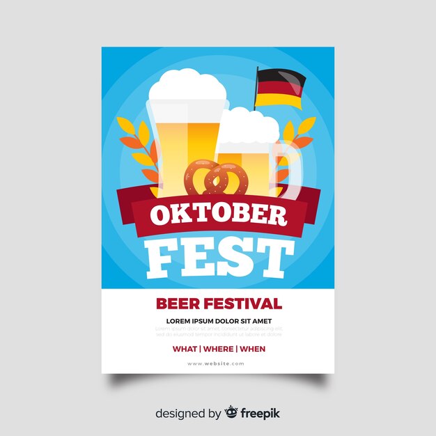 oktoberfest poster template flat style