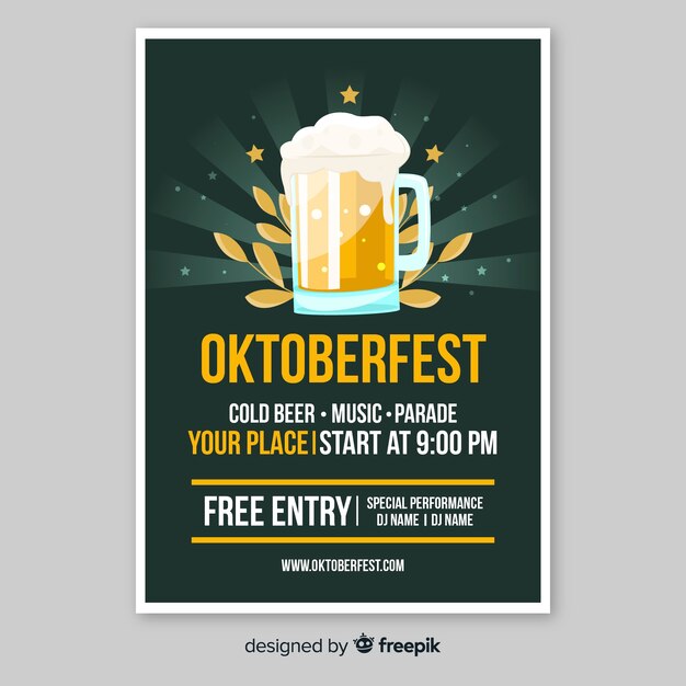 oktoberfest poster template flat style