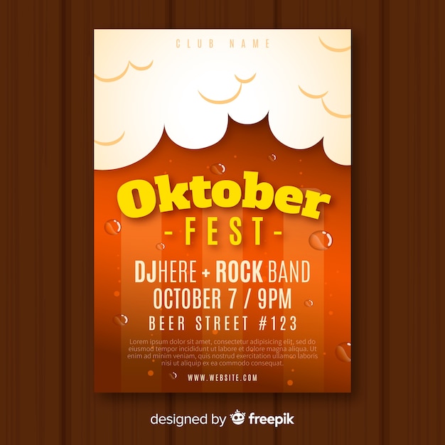 Free vector oktoberfest poster template with flat design