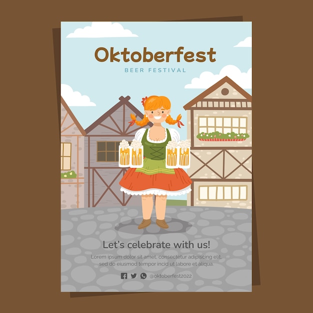 Бесплатное векторное изображение Октоберфест плакат шаблон