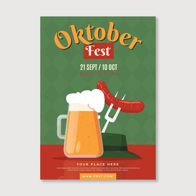 Октоберфест постер с пивом и колбасой
