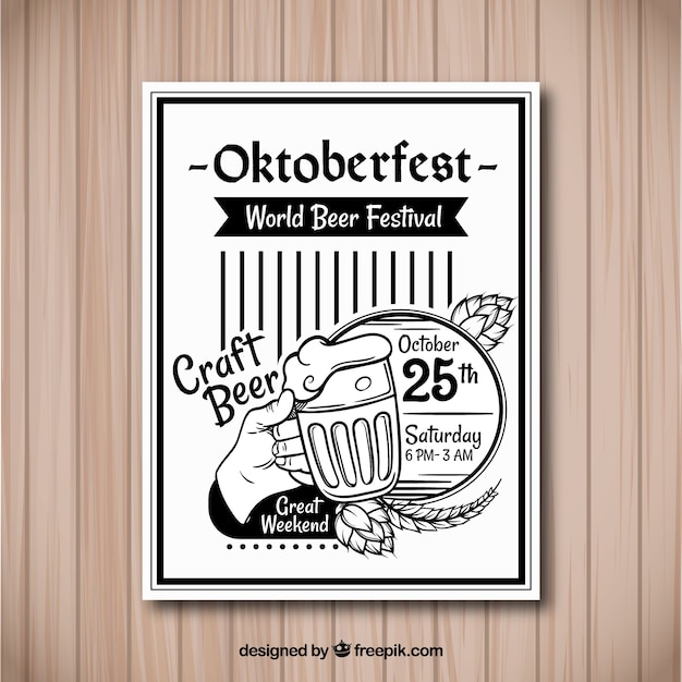 Vettore gratuito poster oktoberfest con stile vintage