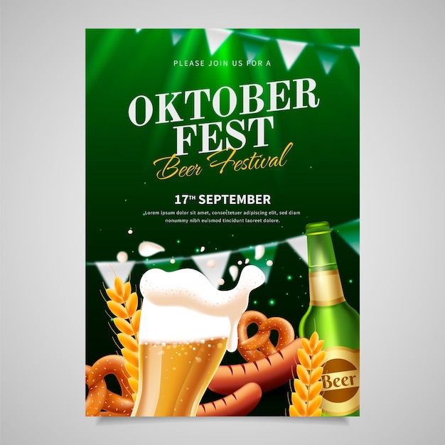 Vettore gratuito manifesto realistico dell'oktoberfest