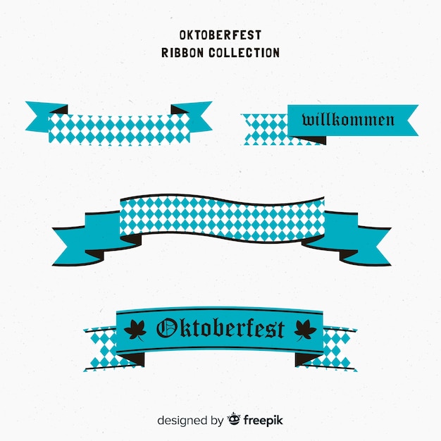 Vettore gratuito collezione di nastri oktoberfest in design piatto