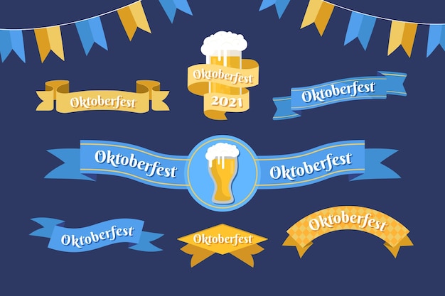 Vettore gratuito collezione di nastri dell'oktoberfest