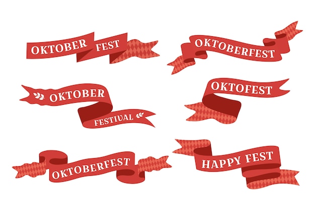 Vettore gratuito collezione di nastri dell'oktoberfest