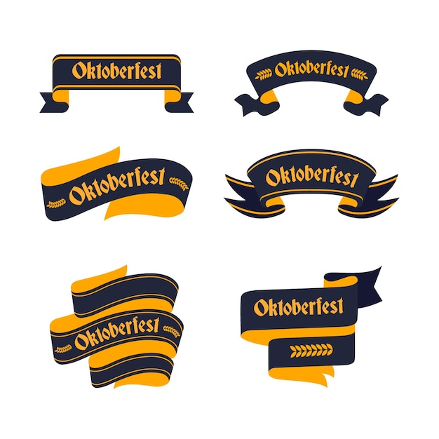 Vettore gratuito nastri oktoberfest in design piatto