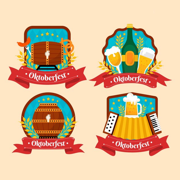 Free vector oktoberfest sticker set