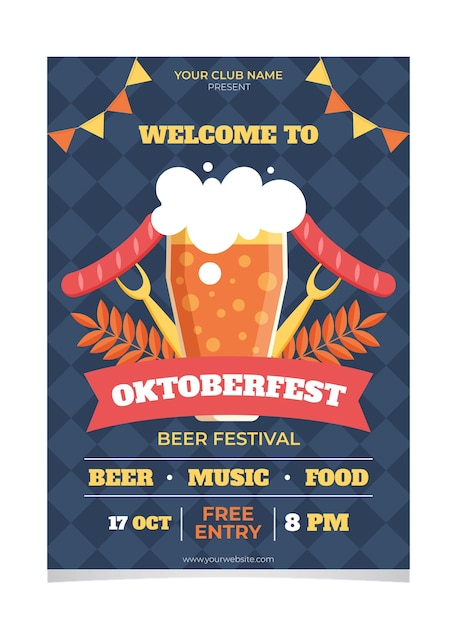 Poster di design piatto modello oktoberfest