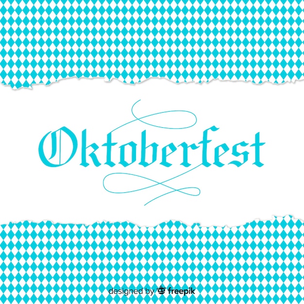 Free vector oktoberfest white and blue background with ripped paper