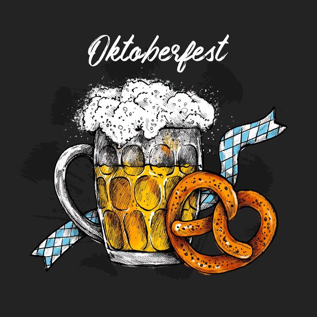 Oktoberfest with beer and pretzel