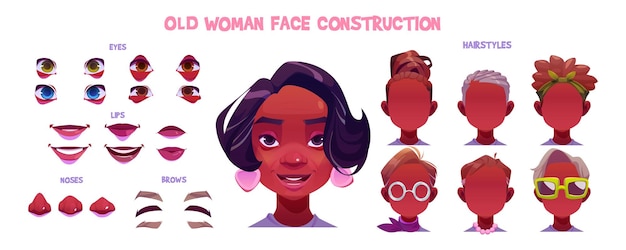 Free vector old african american woman face constructor