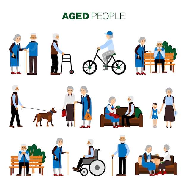 Free vector old age people set