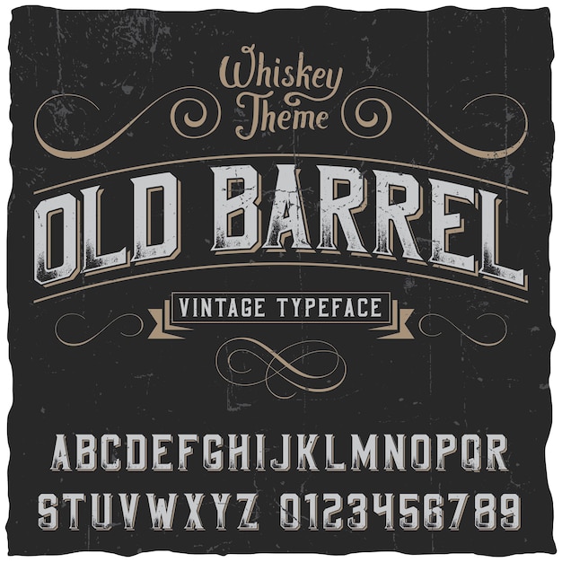 Old barrel poster with decoration and ribbon in vintage style