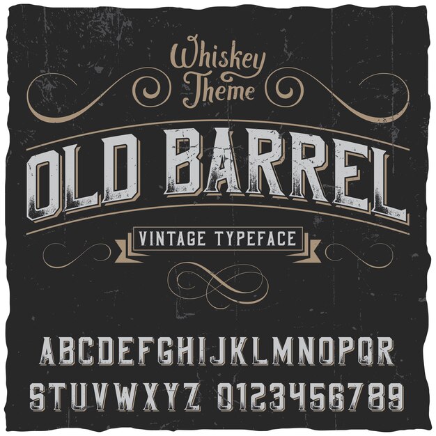 old barrel poster with decoration and ribbon in vintage style
