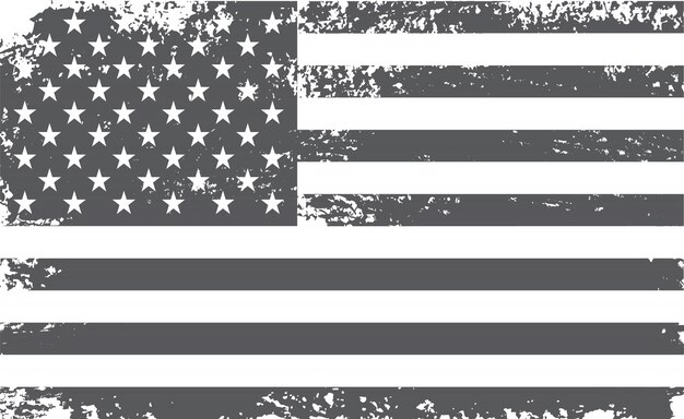 古い黒と白のアメリカの国旗 プレミアムベクター