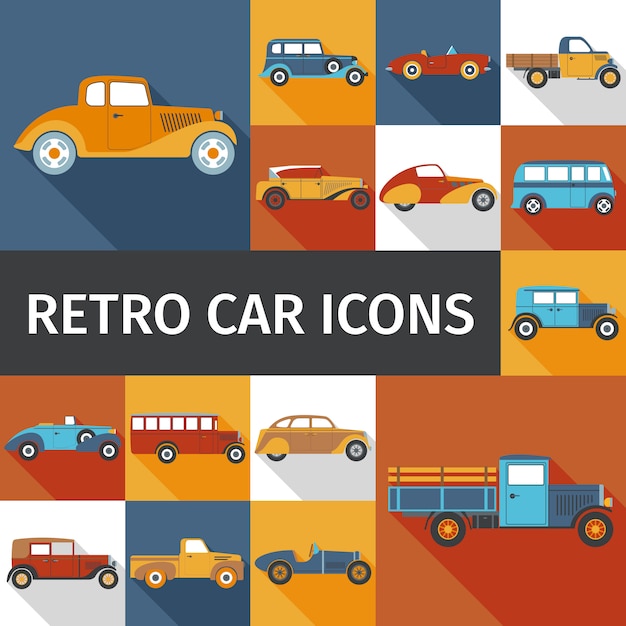 Free vector old cars set