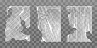 Free vector old cellophane stretch film with torn edges