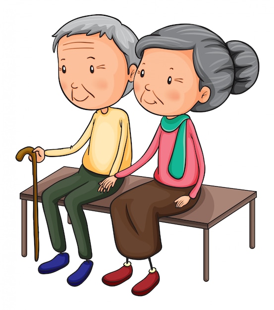 Free vector old couple on a bench