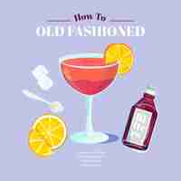 Free vector old fashioned cocktail recipe