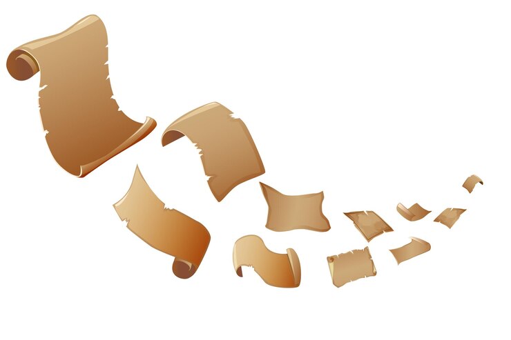 Free Vector old flying magic scrolls cartoon set isolated