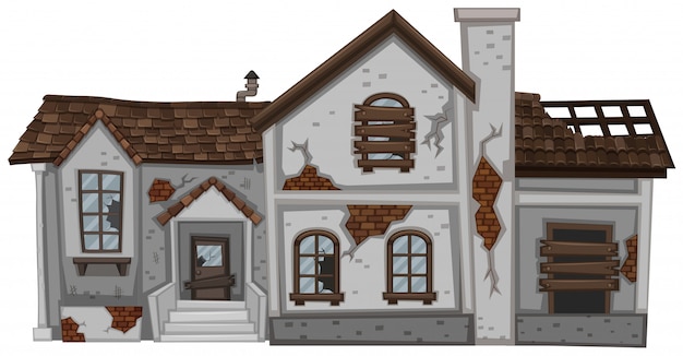 Free vector old house with brown roof isolated