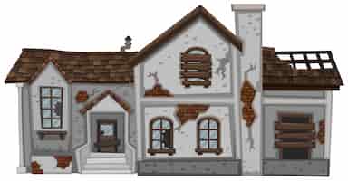 Vettore gratuito vecchia casa con il tetto marrone isolato