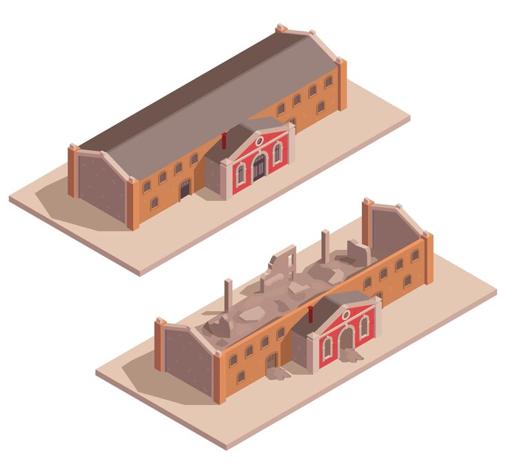 Free Vector old industrial building set