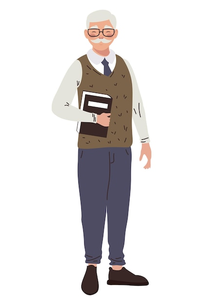Free vector old man teacher with book