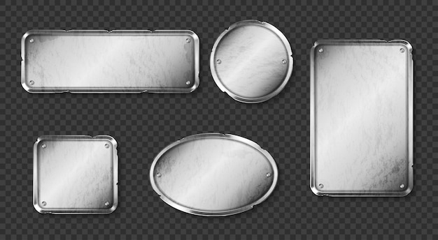 Free Vector  Realistic vector metal plate. isolated on transparent  background.