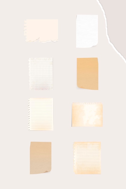 Free vector old paper note collection vector