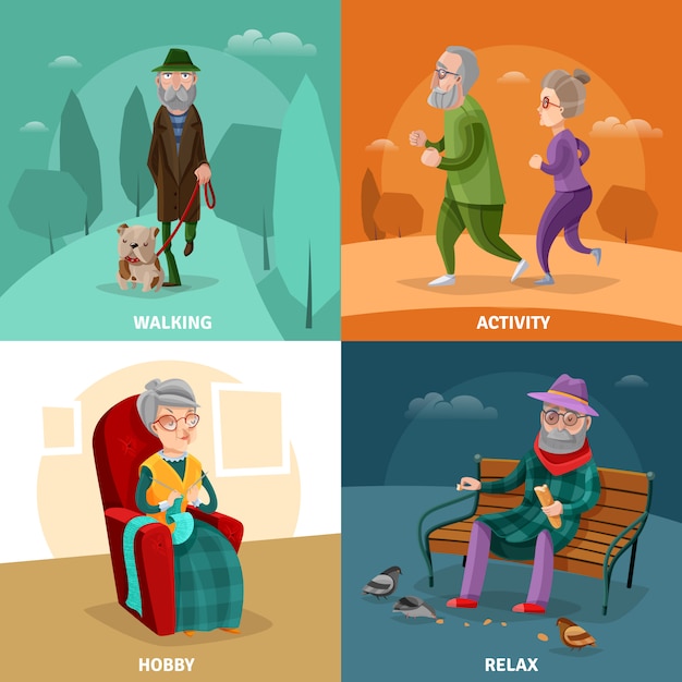 Free vector old people cartoon concept