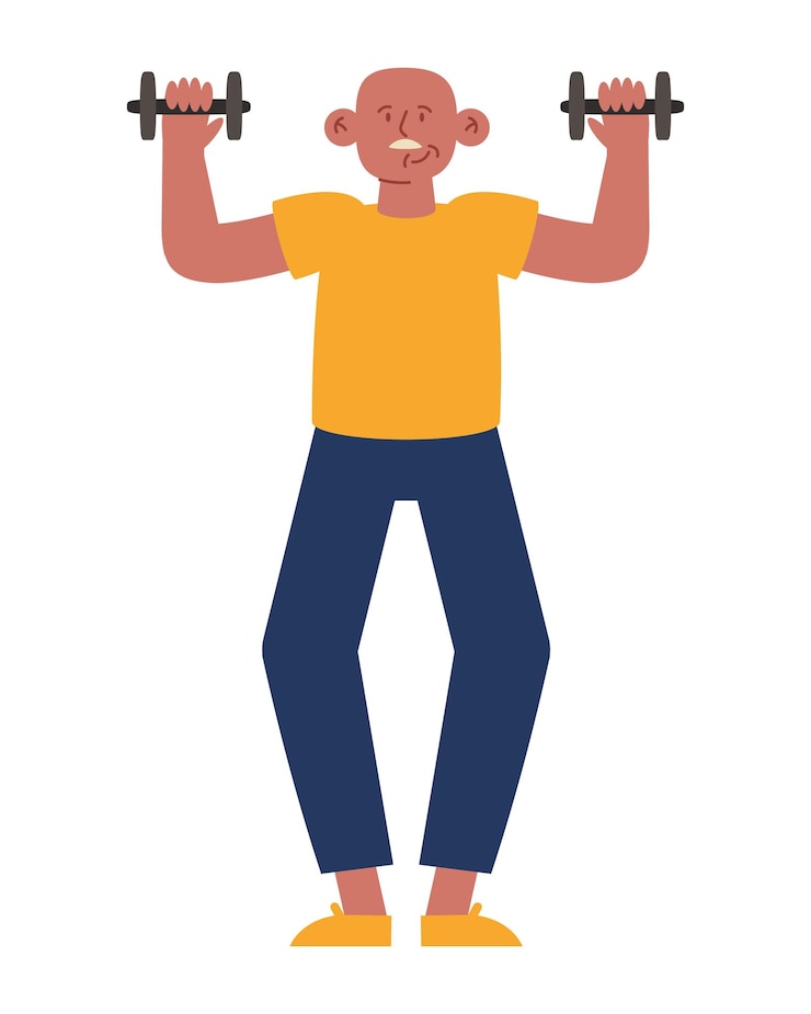 Free Vector old person active with dumbells