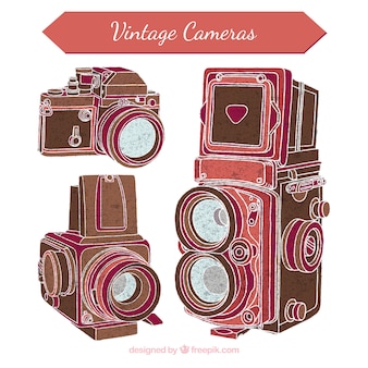 Old photo cameras sketches