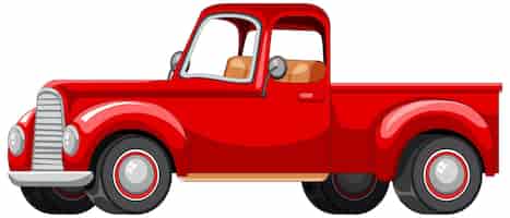 Free vector old red truck on white background