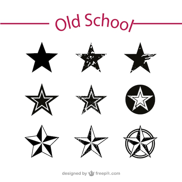 Free vector old school black stars