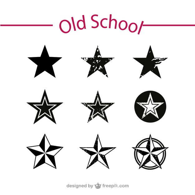 старый векторный набор школьных звезд