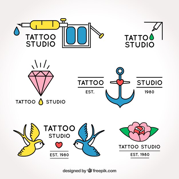 old school tattoo logo collection