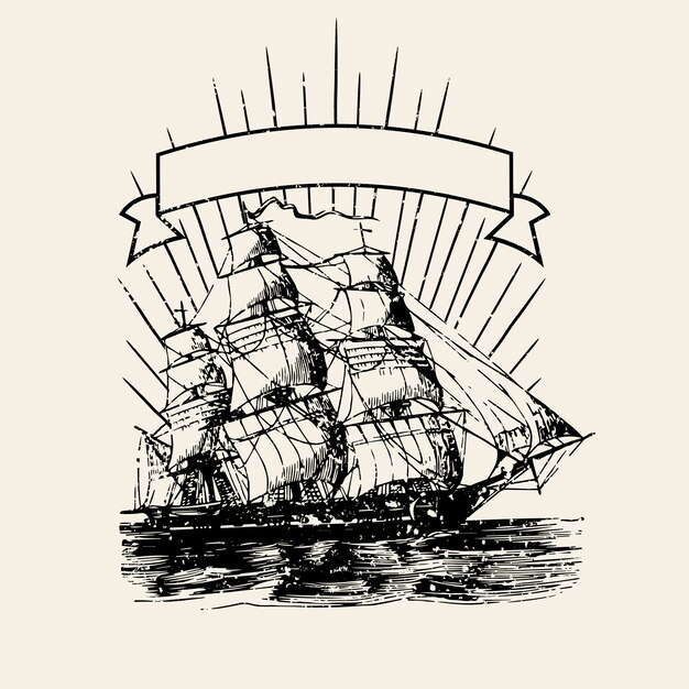 Иллюстрация логотипа старого корабля